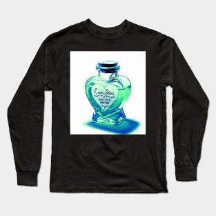 Alchemy Love elixir potion - phthalo blue and teal heart bottle Long Sleeve T-Shirt